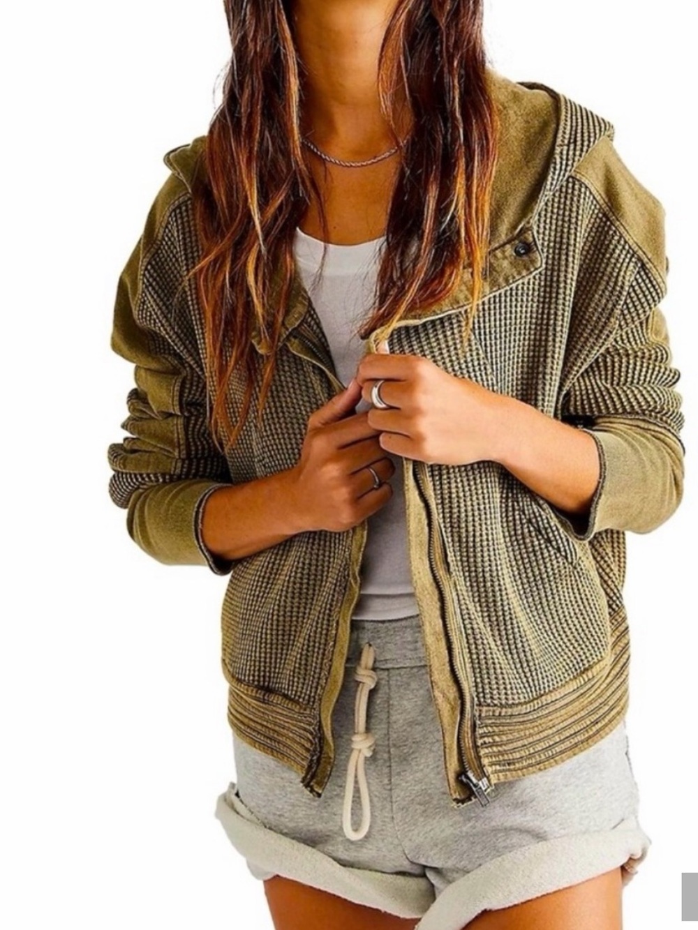 Olive Green Free People Hooded Jacket